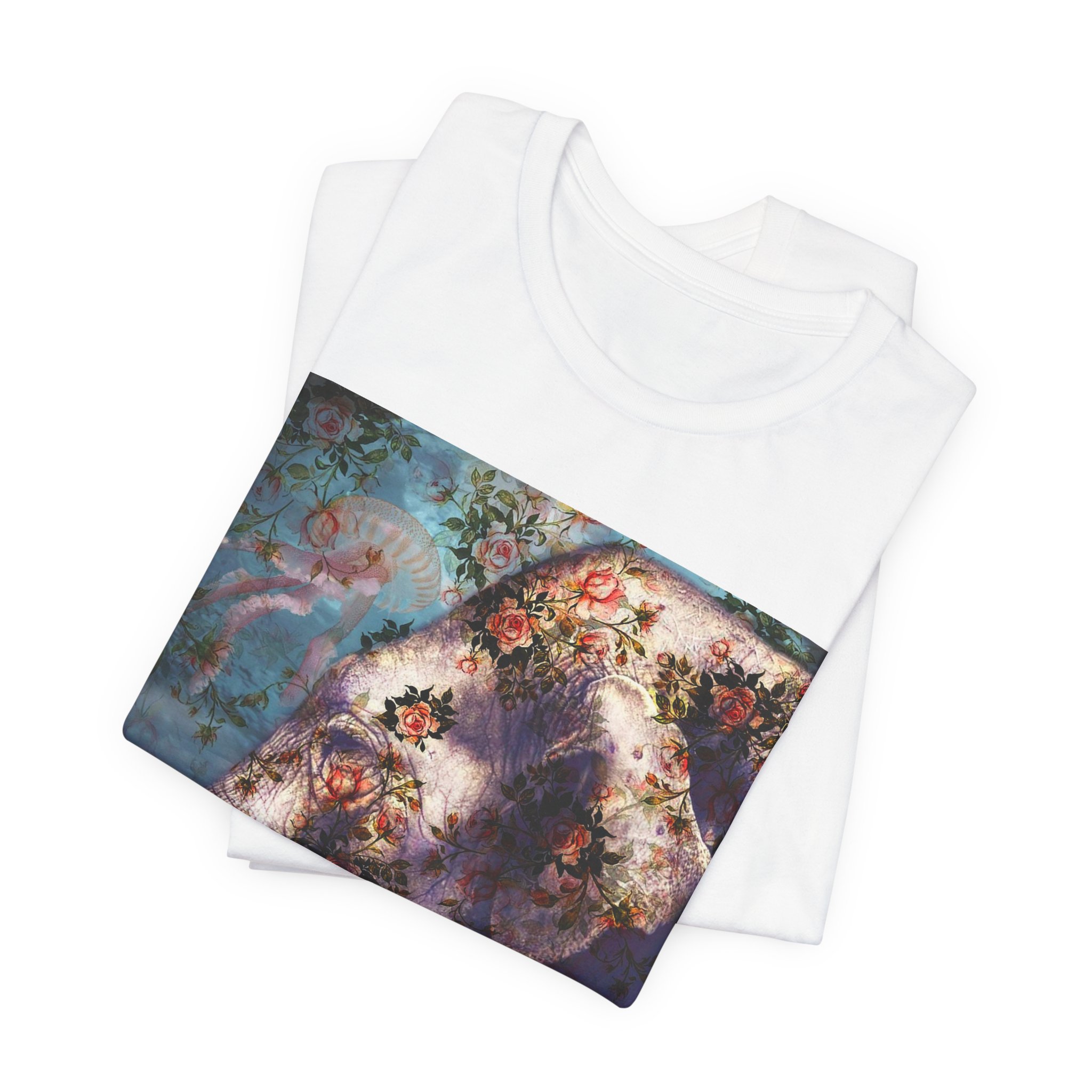 Elephant Mother & Baby T-Shirt — Whimsical Floral Nursery Animal Tee - immagine 3